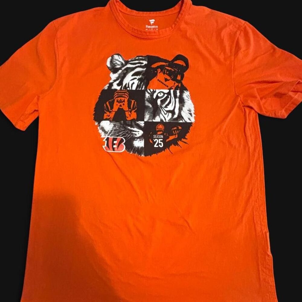 Cincinnati Bengals Fanatics Orange T-Shirt Tiger Head Graphic Mens Size Medium